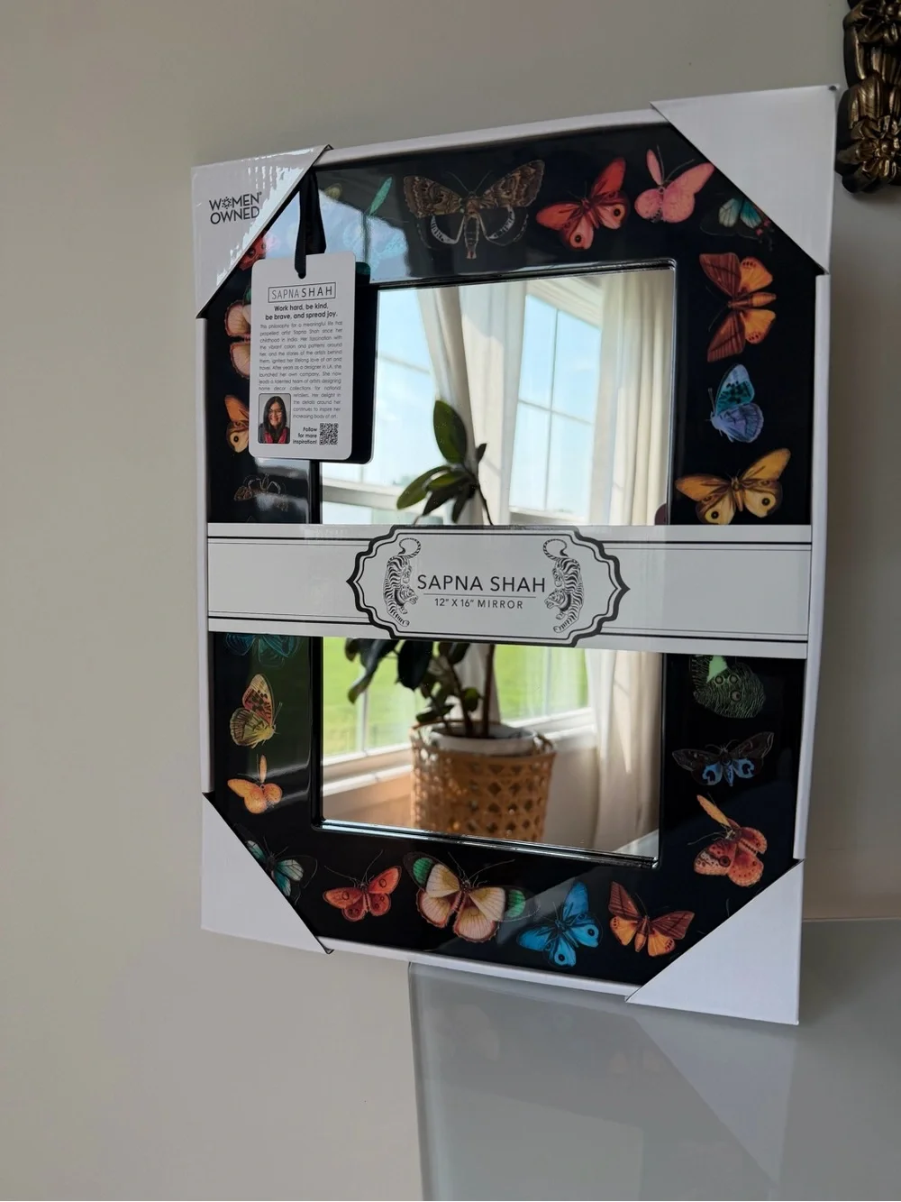 Sapna Shah Black colorful Butterfly Accent Wall mirror